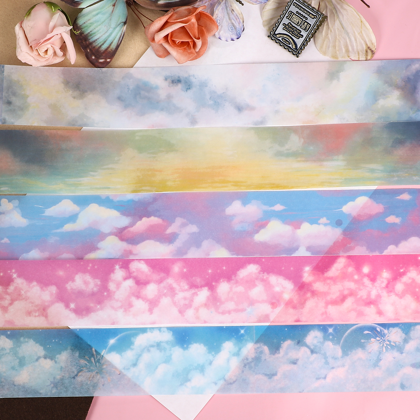 와시 테이프 - 40mm/50mm*200cm 빈티지 컬러풀한 하늘 구름