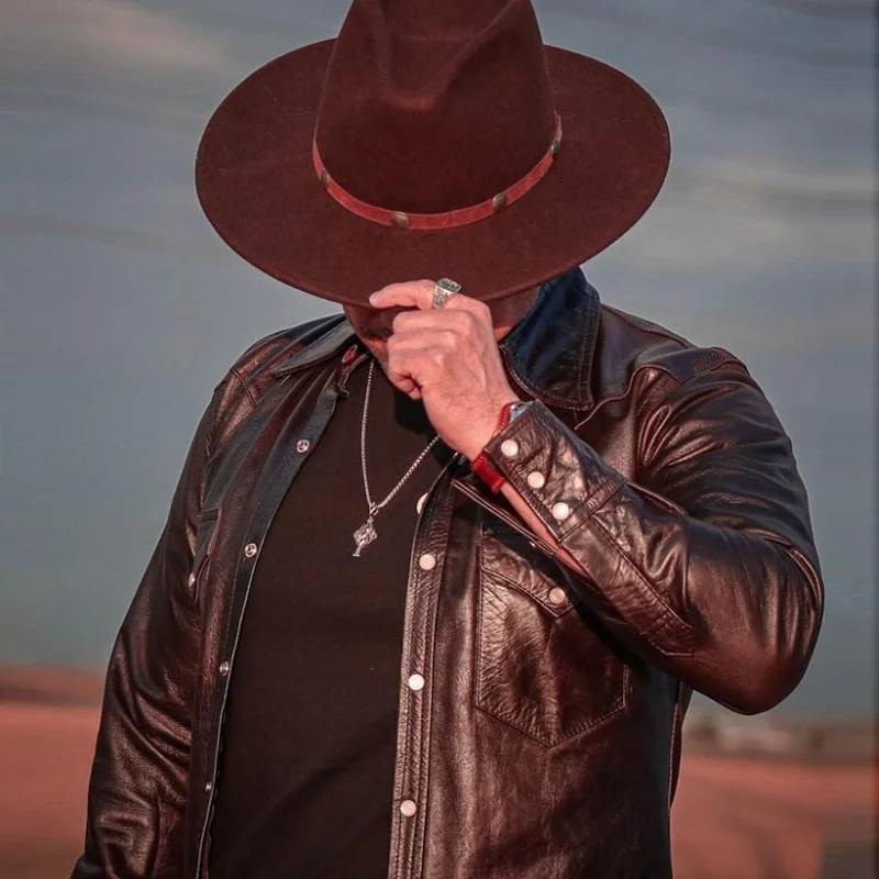 Men's Stylish Leather Patchwork Shirt