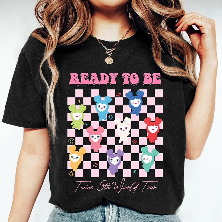 TWICE 5th World Tour READY TO BE Lovelys Grid T-shirt