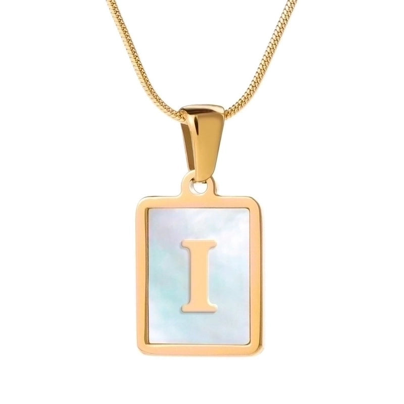 Stainless Steel 18K Gold Plated Casual Commute Plating Inlay Letter Shell Pendant Necklace