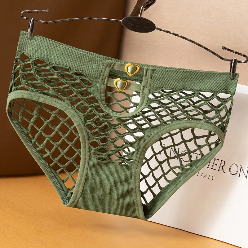 Sexy Women's Panties Mesh Hollow Lingerie Breathable Nylon Underwear Ladies Fashion Temptation Underpants Female Briefs