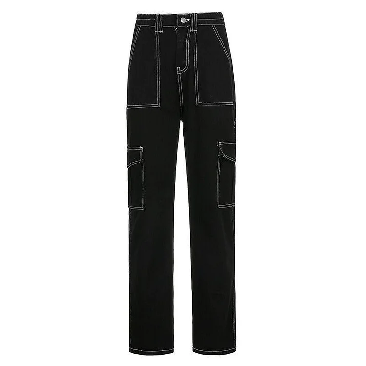 Gothic High Waist Loose Straight Pants