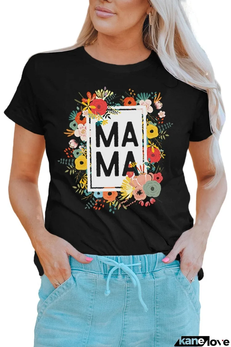 Mothers Day Gift Floral Print Matching Kids T Shirt