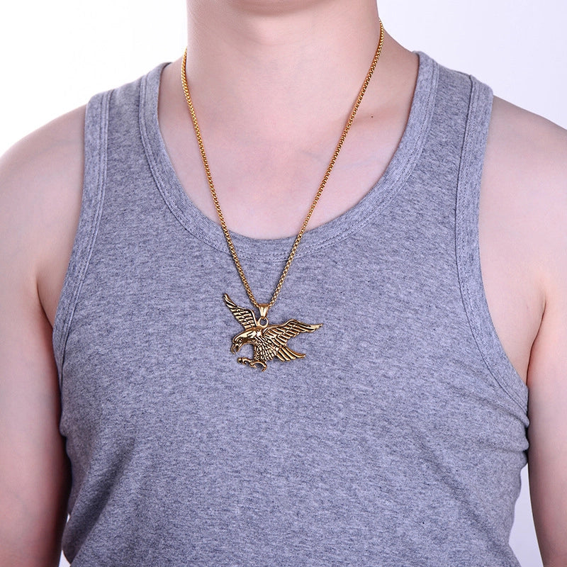 Hip-Hop Retro Eagle 304 Stainless Steel Alloy Stoving Varnish Men’s Pendant Necklace