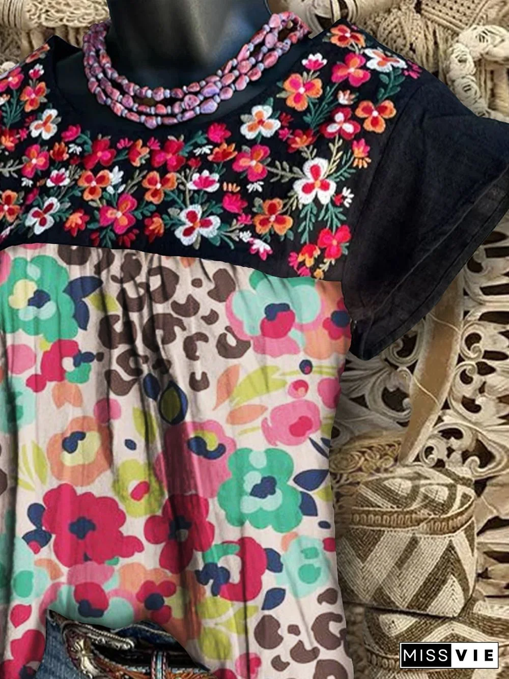 Shift Vintage Short Sleeve Printed Tops