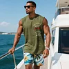 Men's Loose Comfortable Cotton Yacht Club Sleeveless T-Shirt Monaco Print Vest by Inlyline