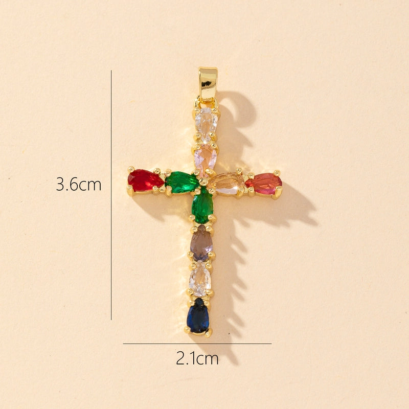 1 Piece Copper Zircon Printing Pendant