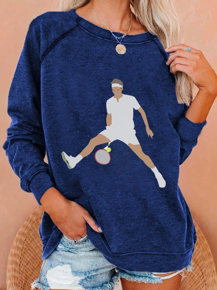 Women's The Goat RF Tennis Legend Thanks For All The Countless Memories Print Casual Sweatshirt