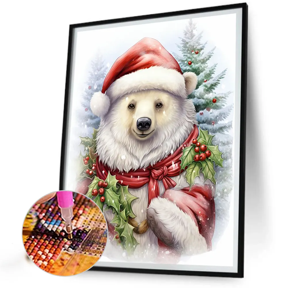 Full Round Diamond Painting 40*50cm - Christmas White Bear