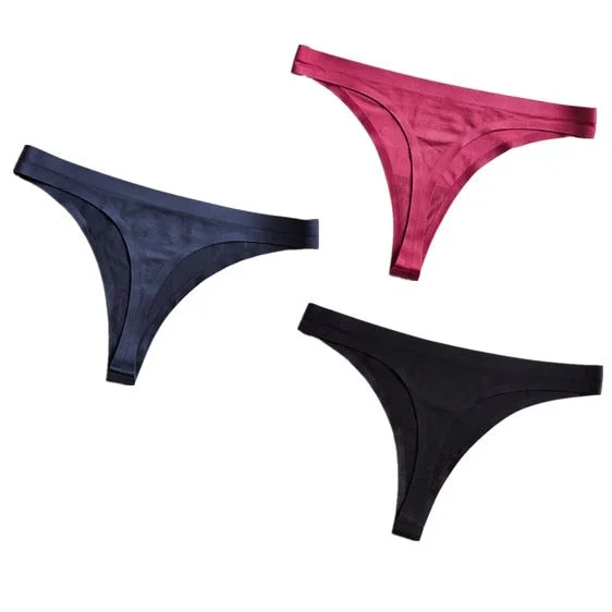 3pcs Seamless Thong Panties Sexy Briefs Solid Soft Thin Thongs Women Underwear Panties for Female Ladies Panty G String Lingerie