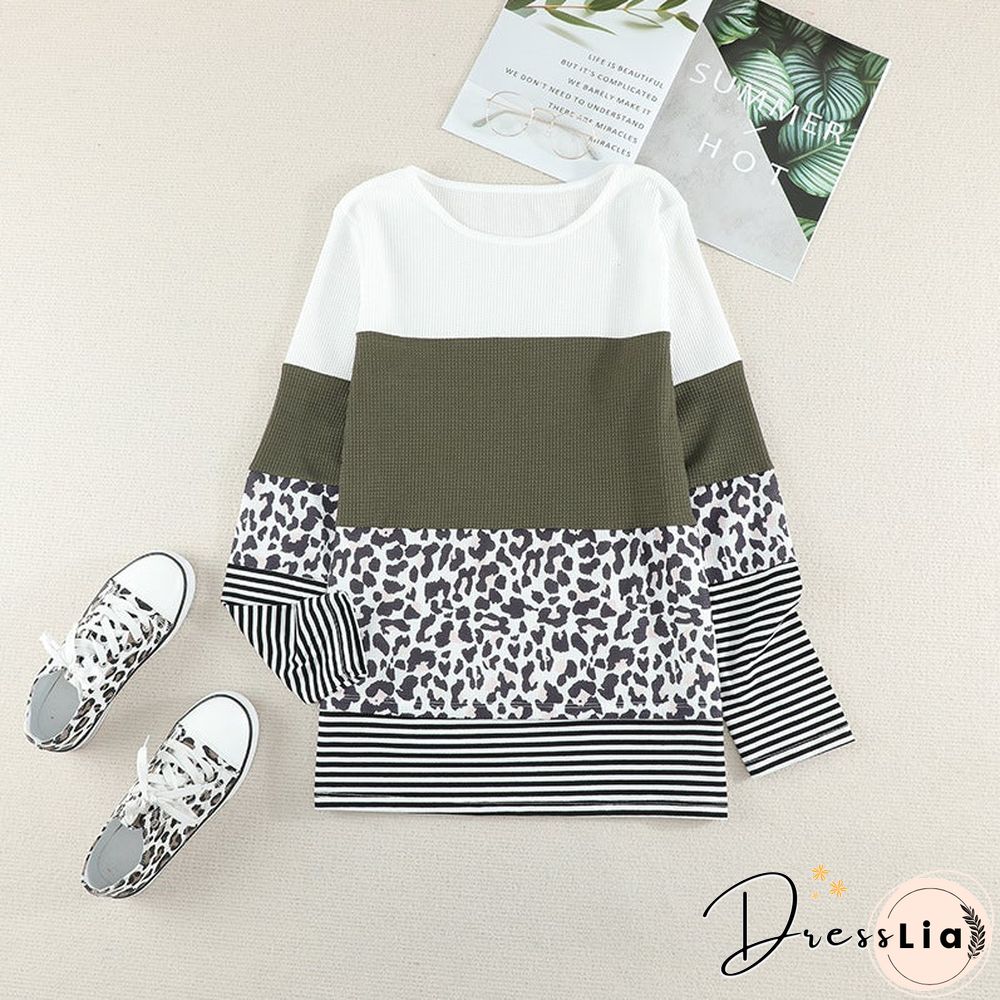 Fashion Striped Round Neck Long Sleeve Pullover Sweater