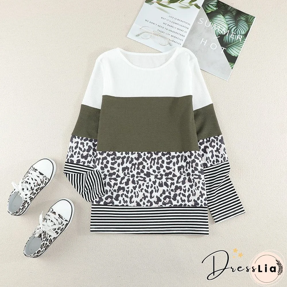 Fashion Striped Round Neck Long Sleeve Pullover Sweater