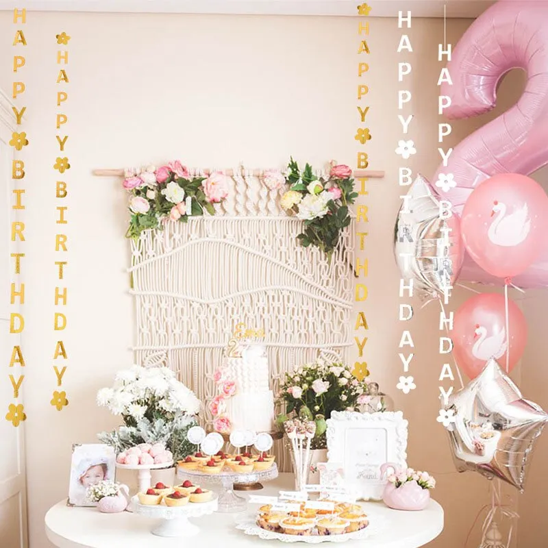 Multicolor Happy Birthday Bunting Balloon hanging decoration Wedding Love Banner Garland Kids Birthday Party DIY Decoration