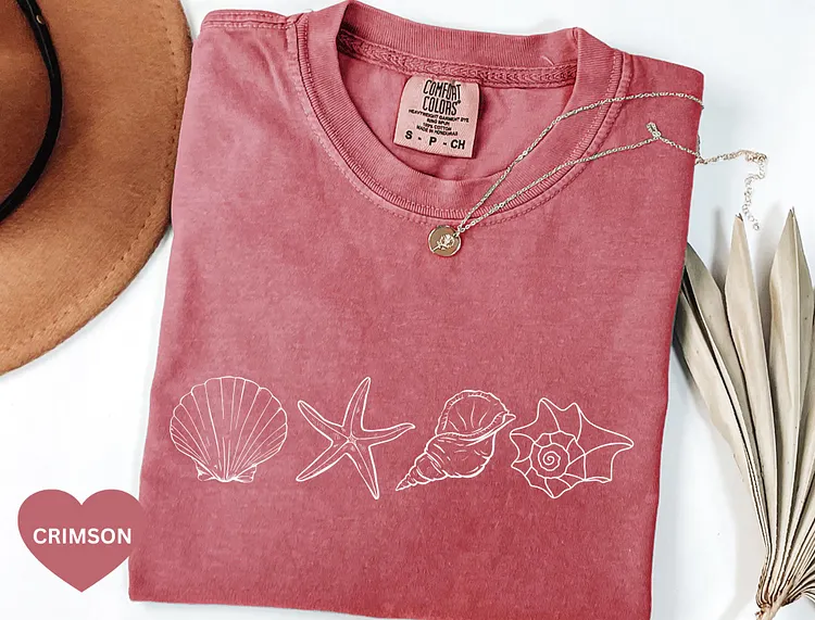 Comfort Colors&reg; SeaShell Shirt, Beach T-Shirt, Summer Woman Shirt, Aesthetic Shirt, Ocean Lover Gift, SeaShell T-Shirt