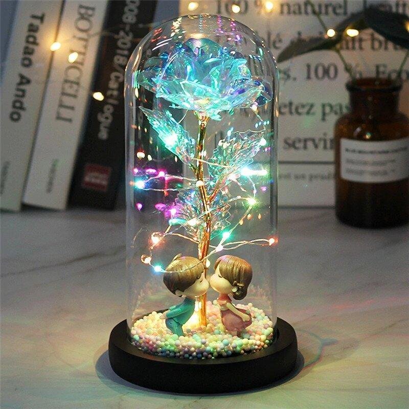 Galaxy Rose Led Fairy Lamp ,Rose Gold Flower ,Galaxy Rose Glass、14413221362536236236、sdecorshop