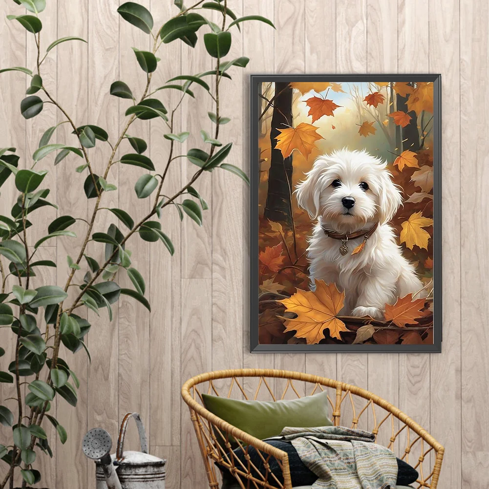 Diamond Painting - Full Round Drill - Deciduous Puppy(Canvas|40*60cm)