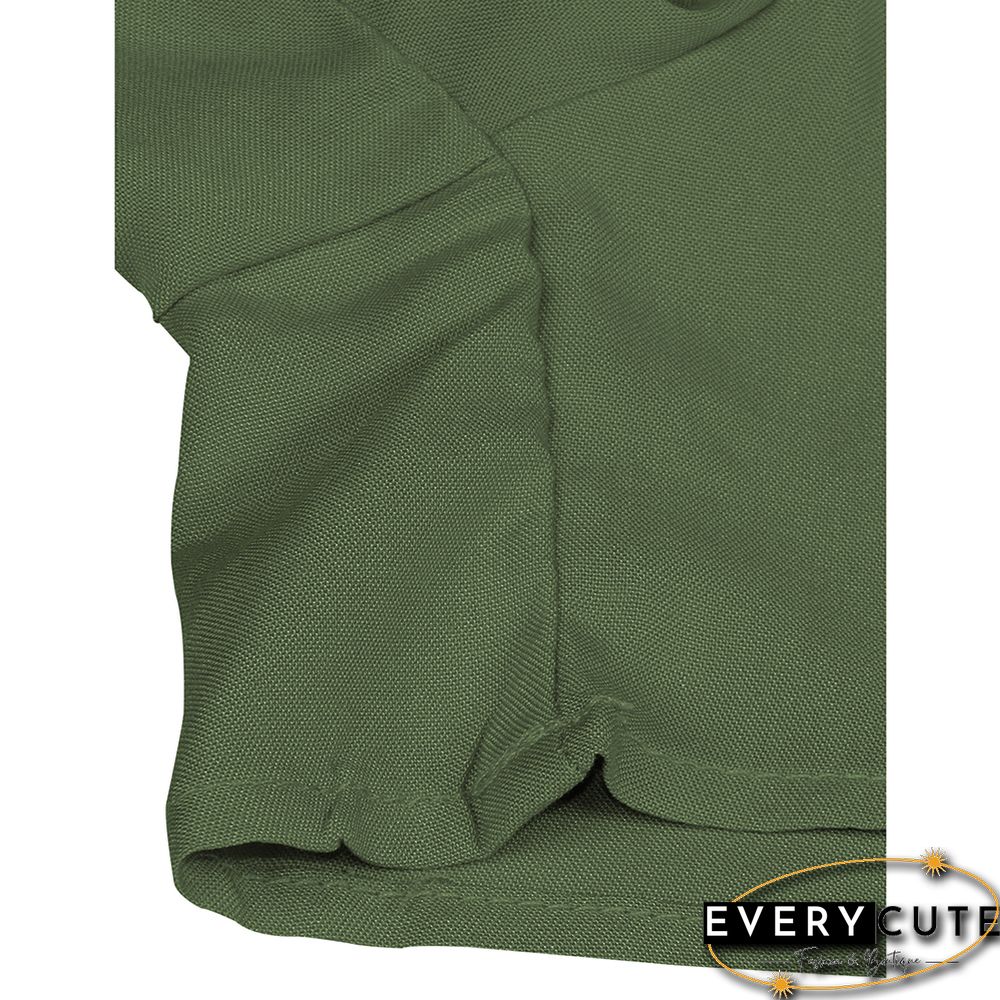 Green Ruffle Hem Tie Waist Wide Leg Culotte