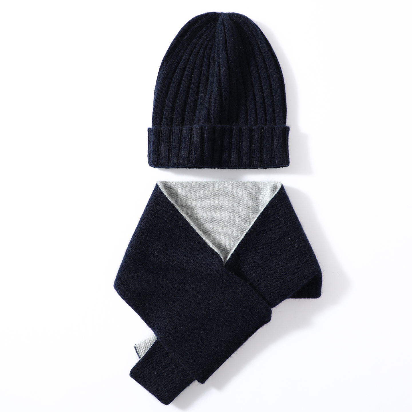 Kids' Cashmere Ribbed Knit Hat and Scarf Set REAL SILK LIFE