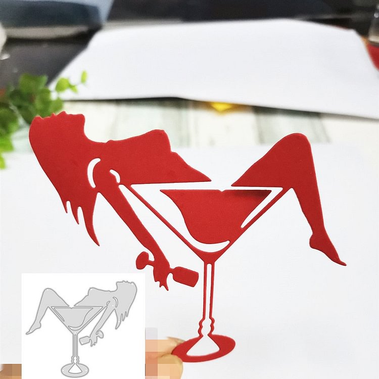 Wine Glass Cup Woman Craft Metal Cutting Die Stencils Template for Scrapbooking Paper Album Cards Gift Decor Knife Die Cut New