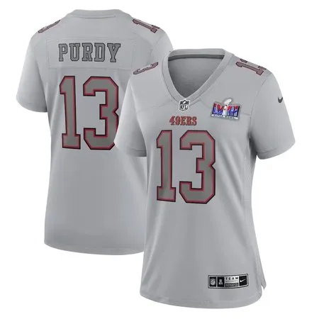 Women's San Francisco 49ers #13 Brock Purdy  Gray Super Bowl LVIII Atmosphere Fashion Game Jersey
