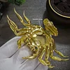 Handmade pure copper movable crab eight directions to bring wealth tea ceremony tea toy ornaments