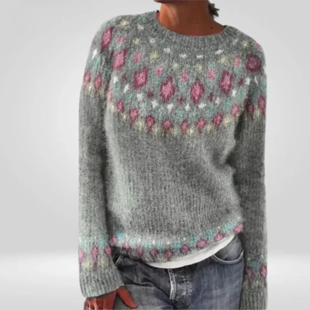 Warm women's sweater with a crew neck