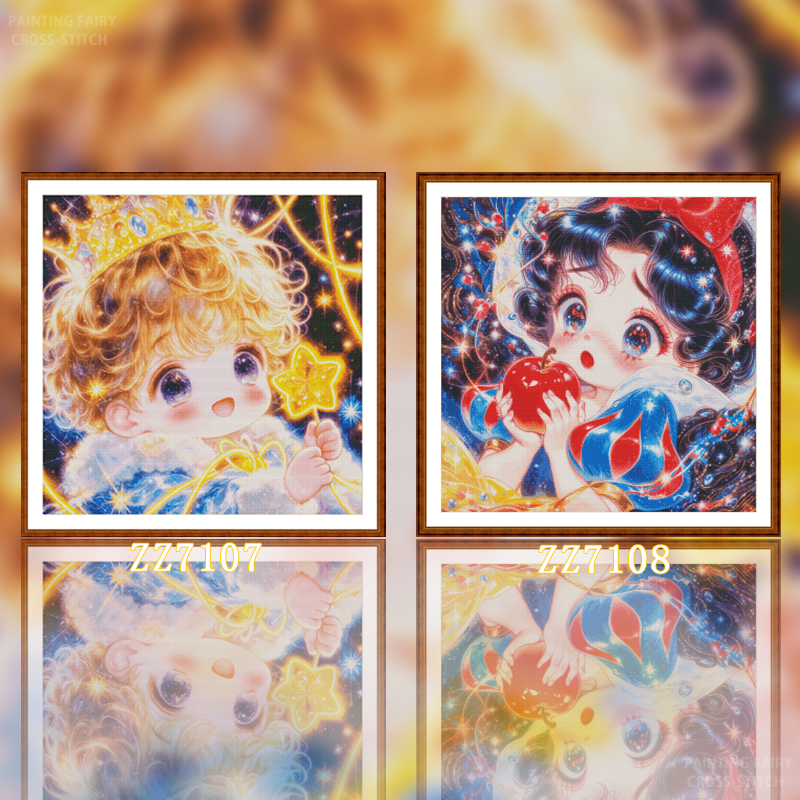 【ZZ-7107+ZZ-7108 Prince Princess series 】 Cross-stitch 2025 new small piece line embroidery living room and dining room simple new simple Painting Fairy Cross Stitch
