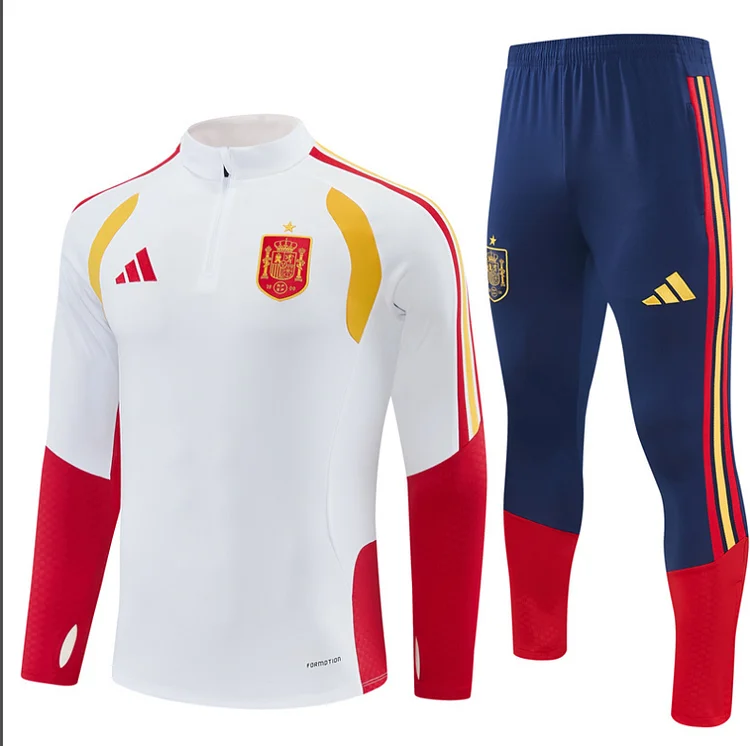 2627 Spain Long-sleeved Half-length Training Suit Adult Set