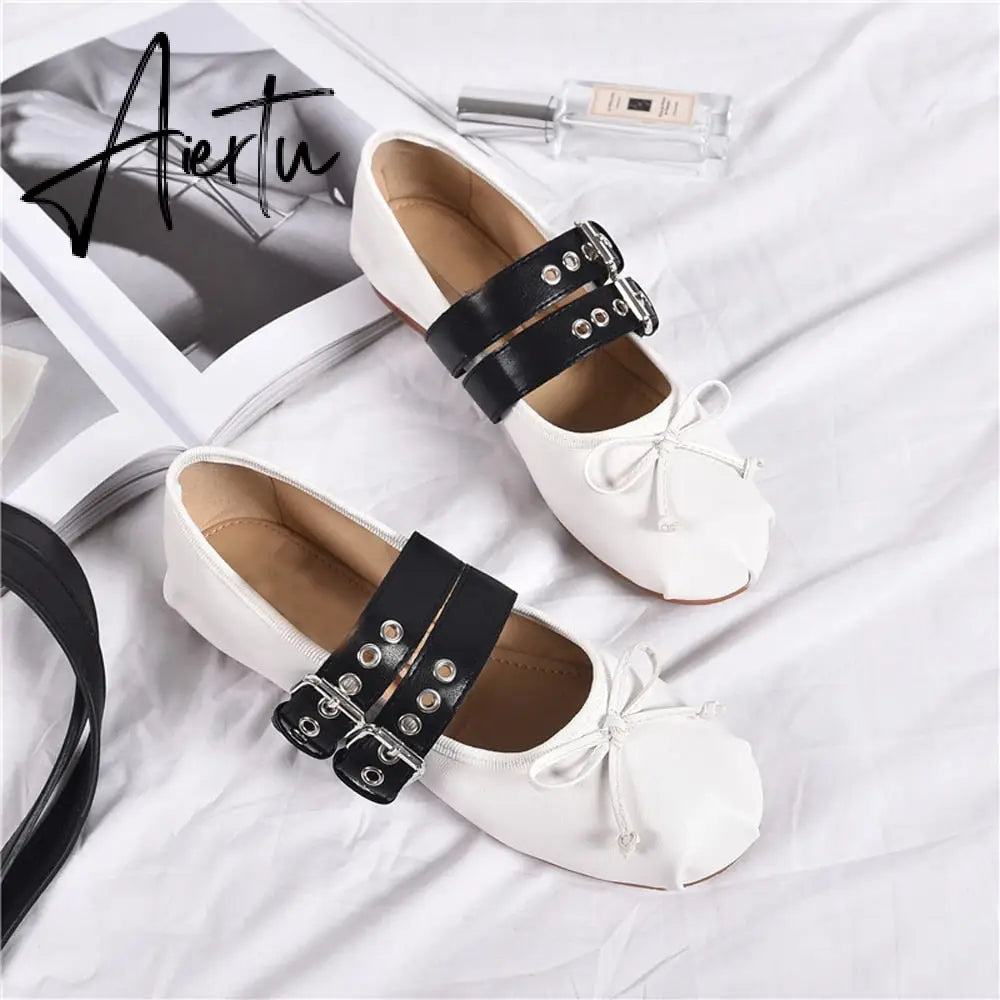 Ballet Flats Women's Shoes Wedding Shoes Mary Janes White Round Toe Casual Dress Flat Shoes Women's Shoes Aiertu