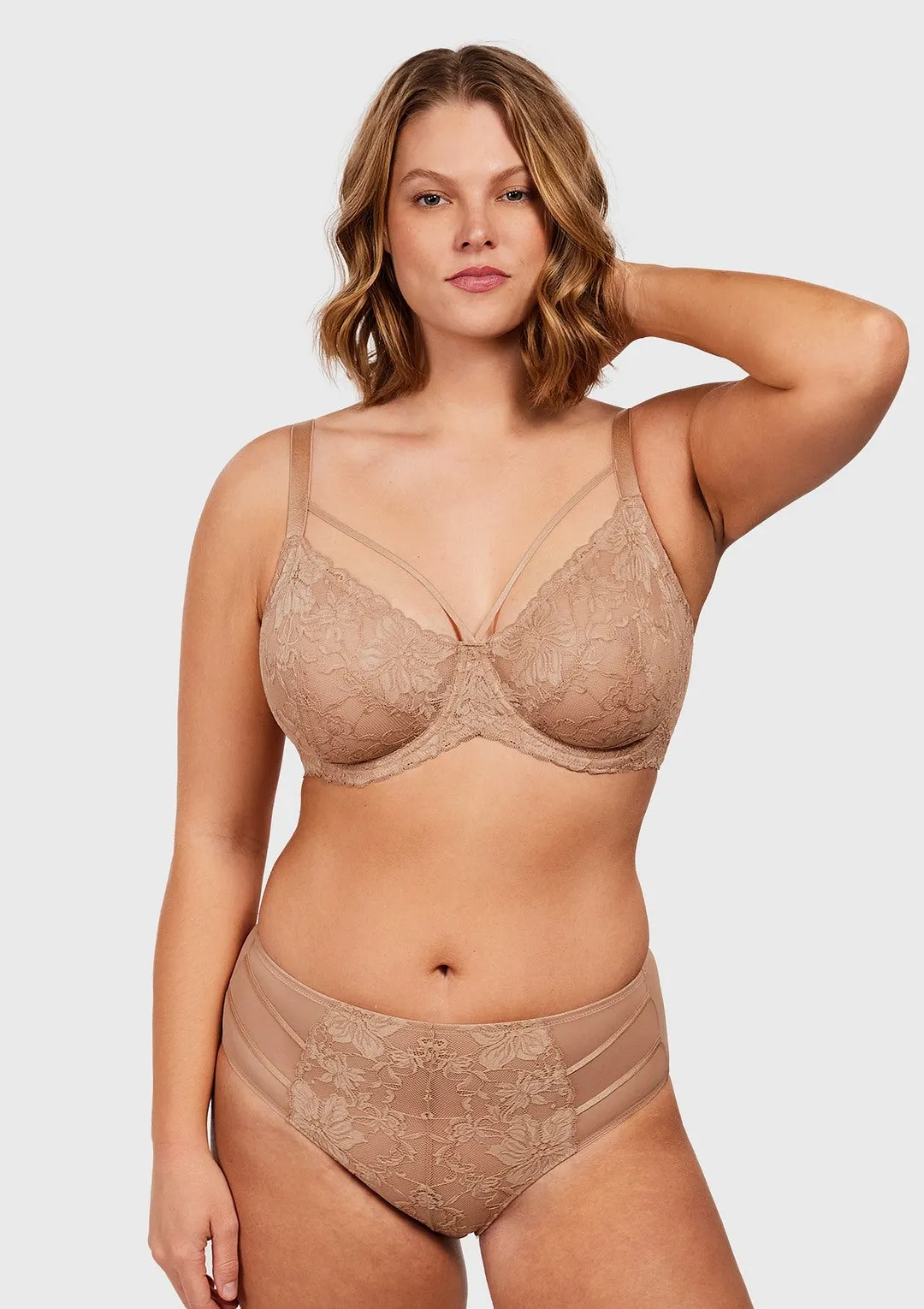 Pretty In Petals Black Unlined Strappy Lace Bra