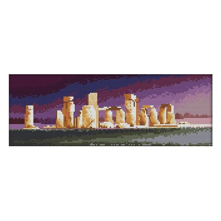 Joy Sunday - Stonehenge - 14CT 2 Strands Threads Printed Cross Stitch Kit - 37x16cm(Canvas)