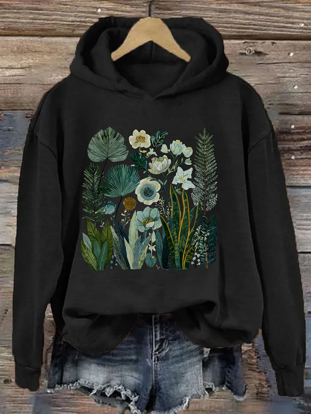 Botanical Fern And Wildflower Plant Lover Hoodie