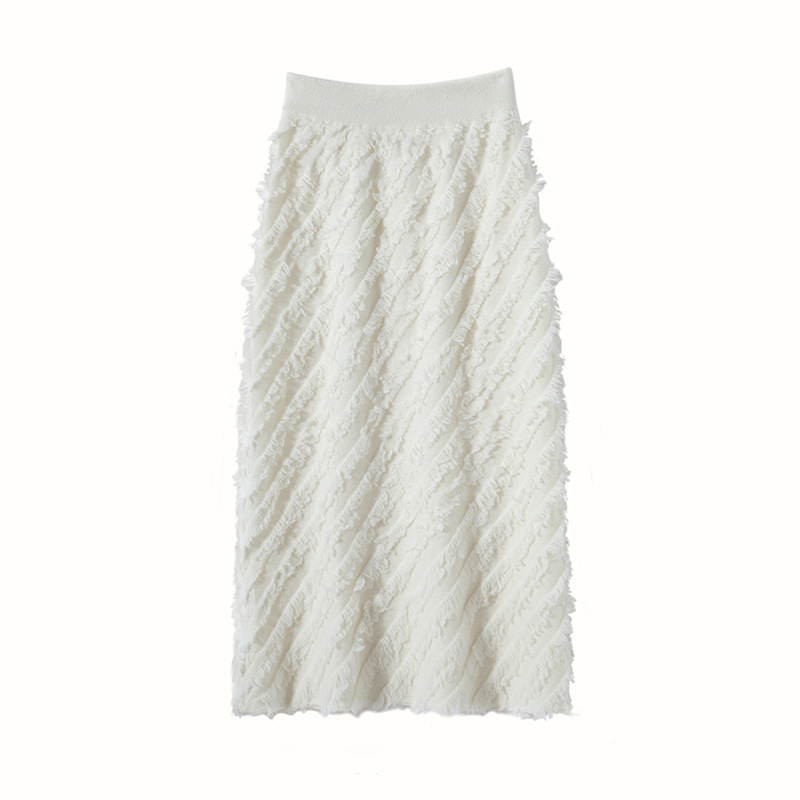 Fringed Cashmere Skirt For Women REAL SILK LIFE