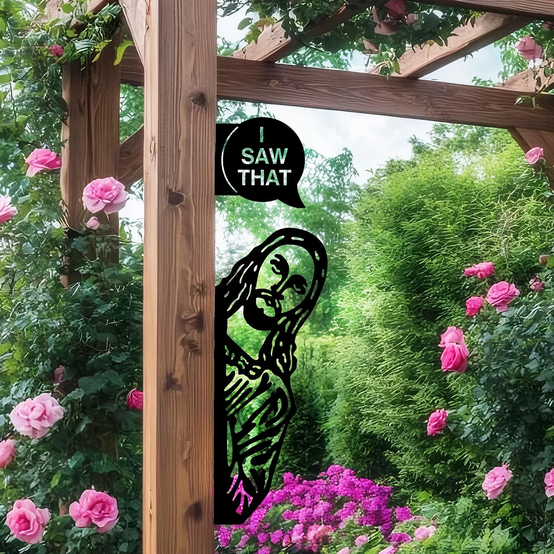 Peeking Jesus Metal Sign - tree - Codlins