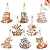8PCS-Grands et petits animaux-double face drill-diamond porte-clés