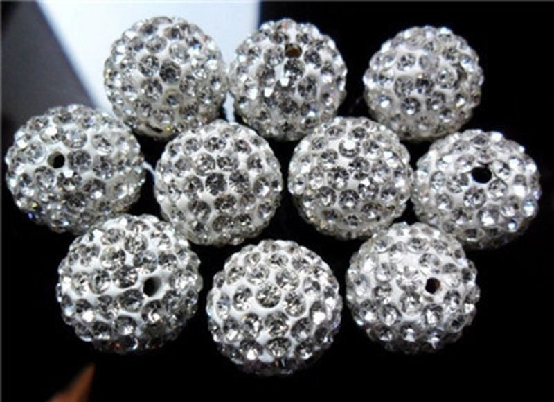 50 Pieces 35mm 4mm Soft Clay Artificial Rhinestones Round Beads