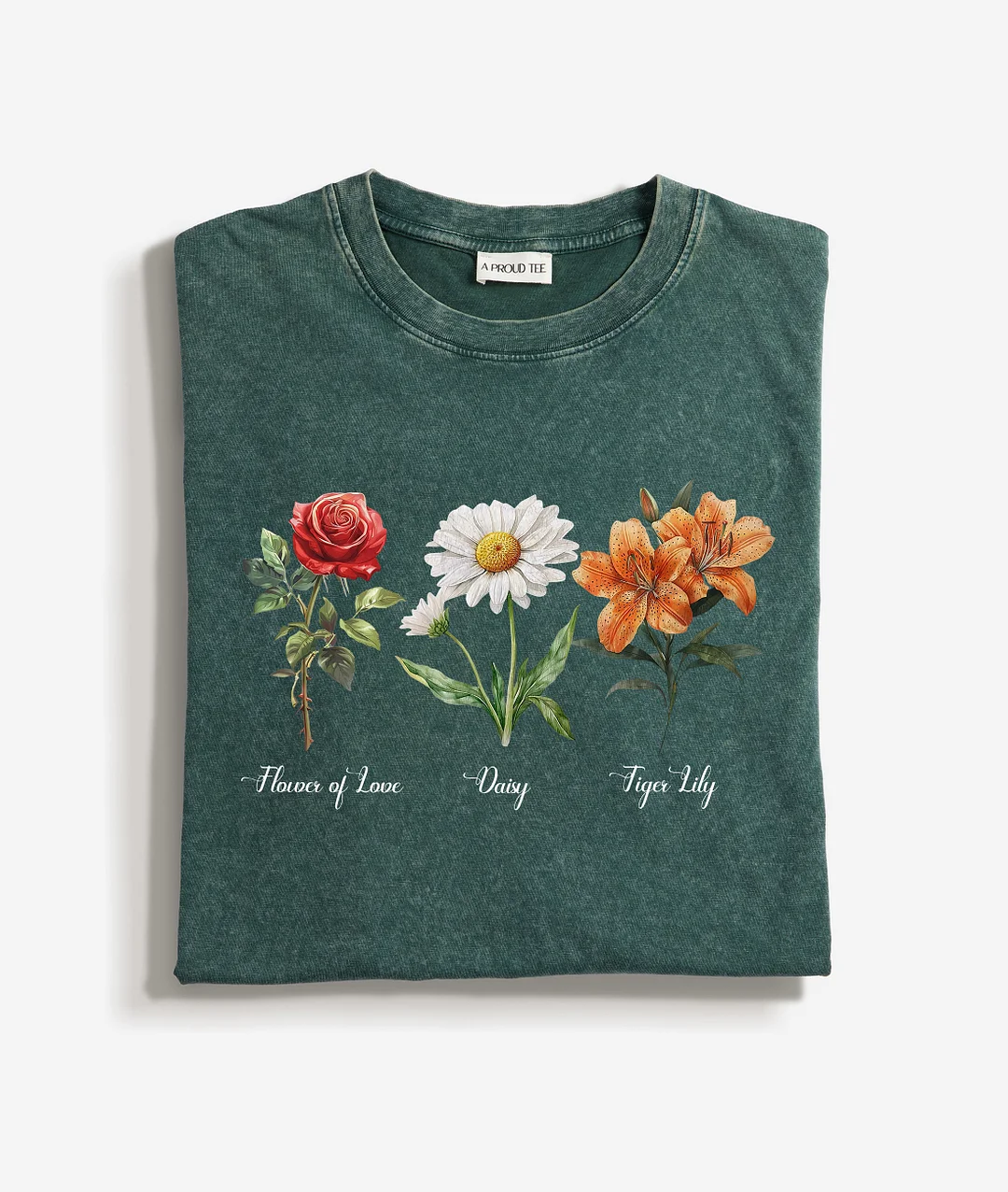 Flower Of Love Daisy Tiger Lily FDT Acid Wash T-shirt