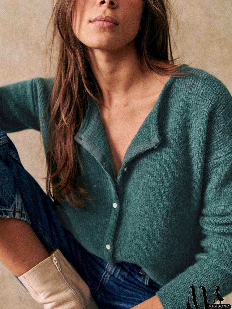 MidiSono - Button O Neck Cardigan