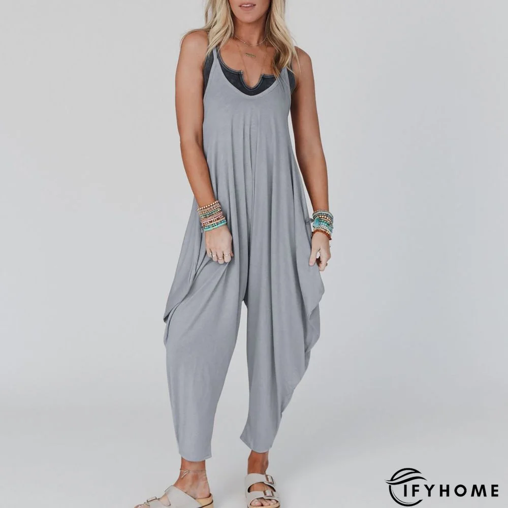 Gray Casual Shift Color-Block Solid Jumpsuit & Romper | IFYHOME