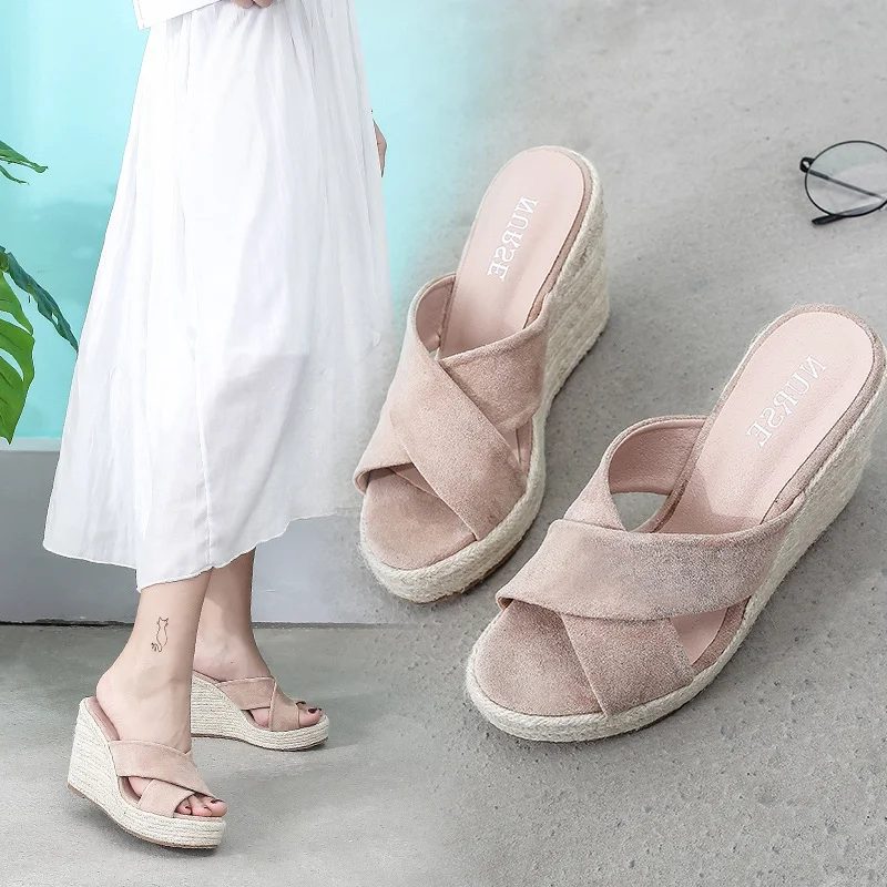 Wongn Wongn Sandals Women Wear 2023 New Thick Grass 33 Small Size Platform Bottom High Heel Sandals Large Size 41
