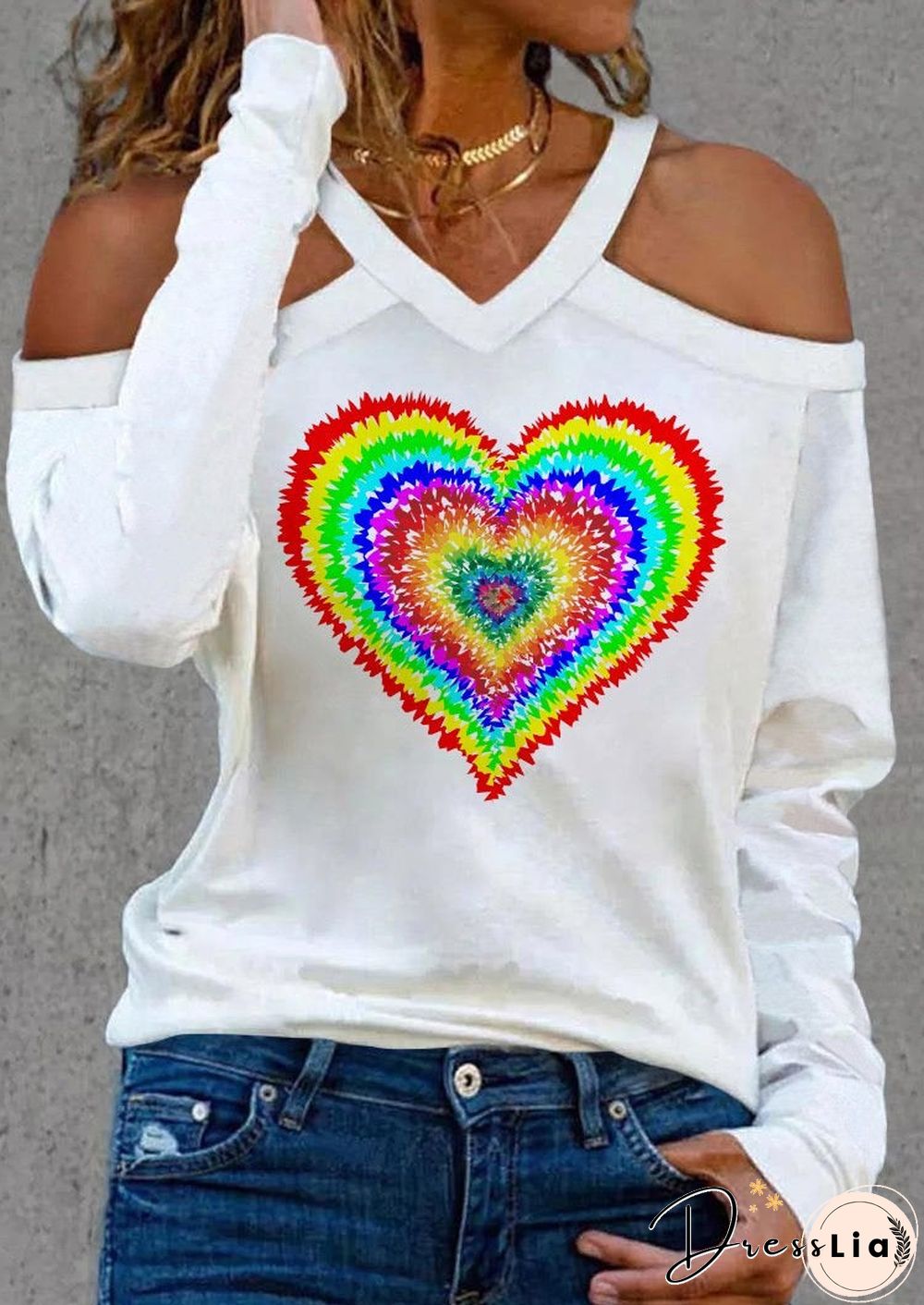 Sexy Halter Heart Printed Shirt