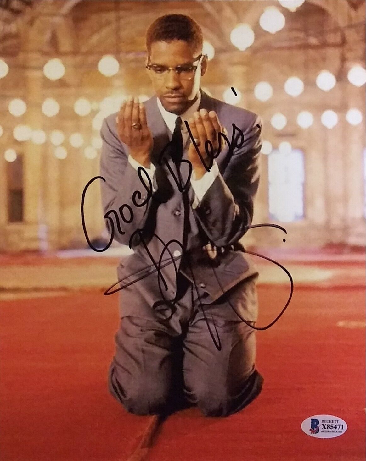 Denzel Washington signed 8 x 10 COA Beckett