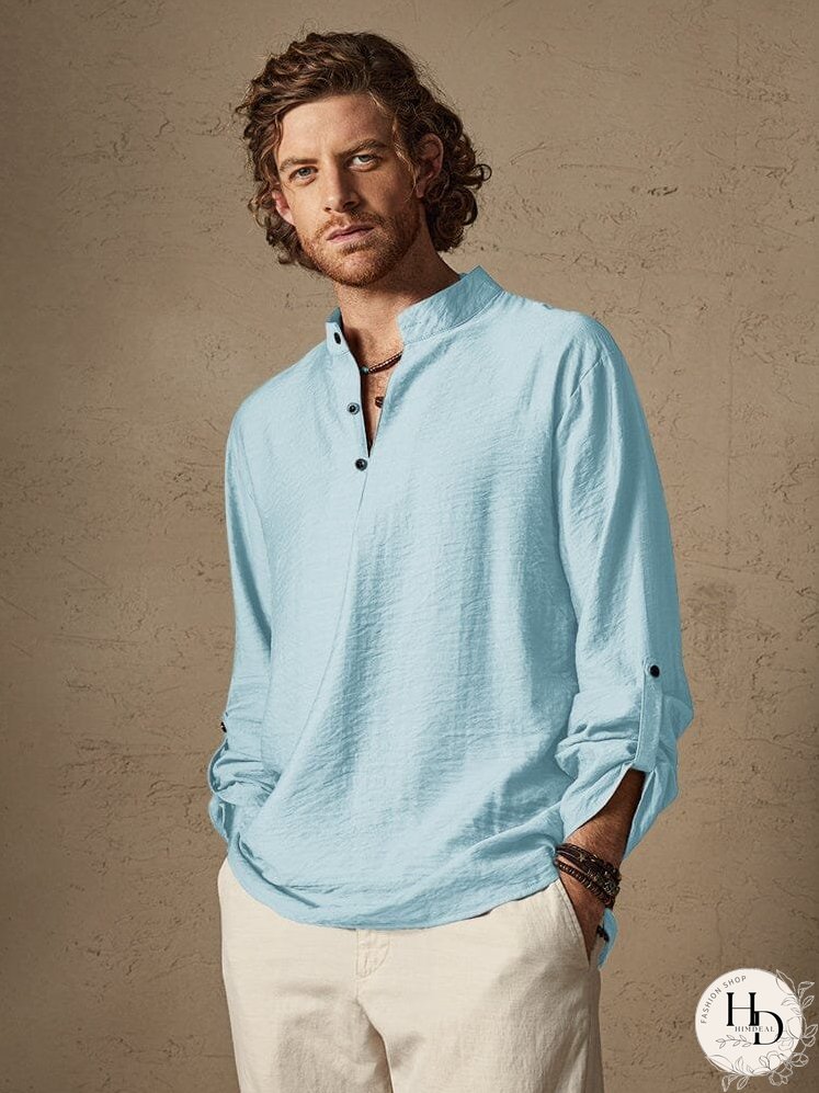 Linen Henry Long Sleeve Beach Shirt