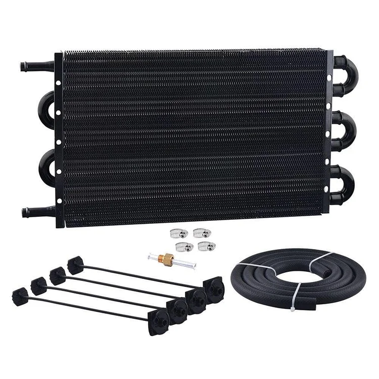 6 Row Universal Aluminum Radiating Engine Transmission Oil Cooler Radiator Converter Kit