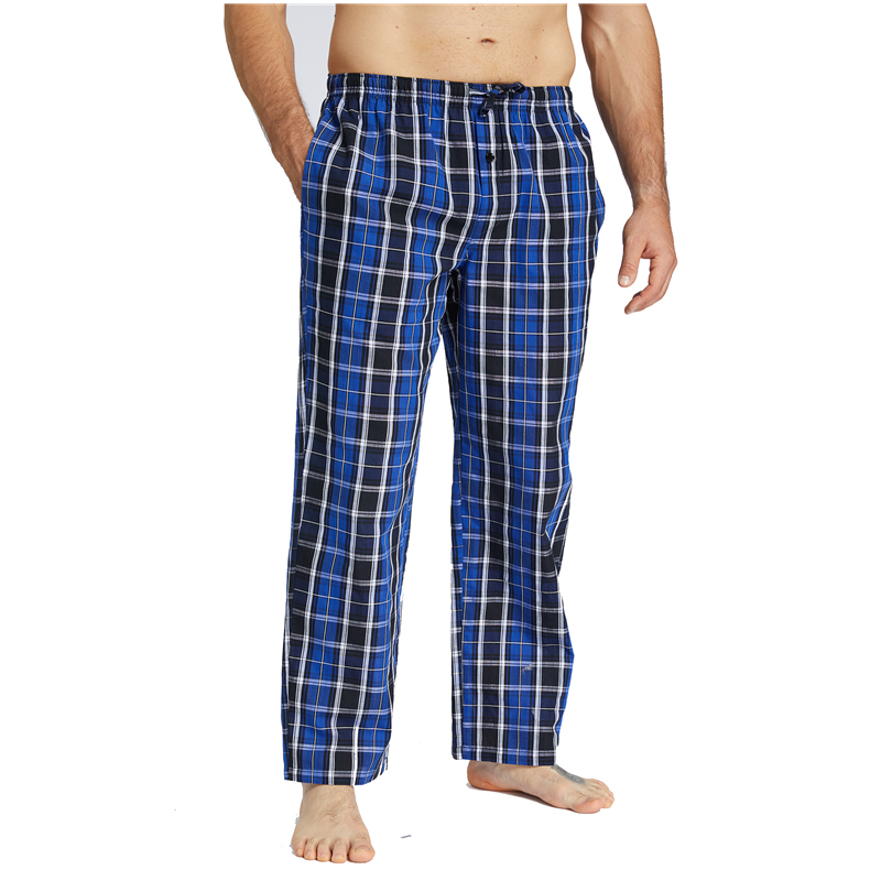 JupiterSecret Mens Pajama Pants  Cotton Plaid Sleep & Lounge Pants, PJ Bottoms with Pockets and Button Fly BluePlaid