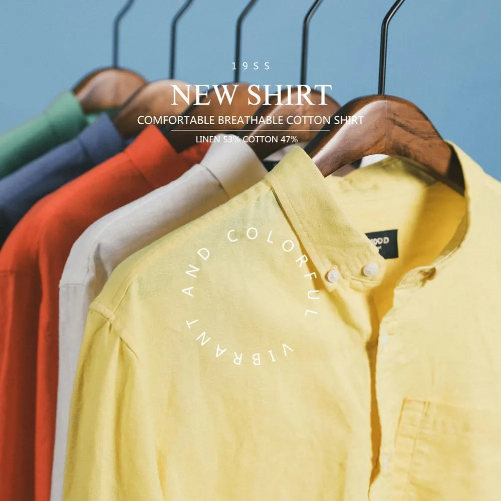 SIMWOOD 2021 Autumn summer new pure linen cotton shirts men cool Breathable classic basic shirt male high quality  190125