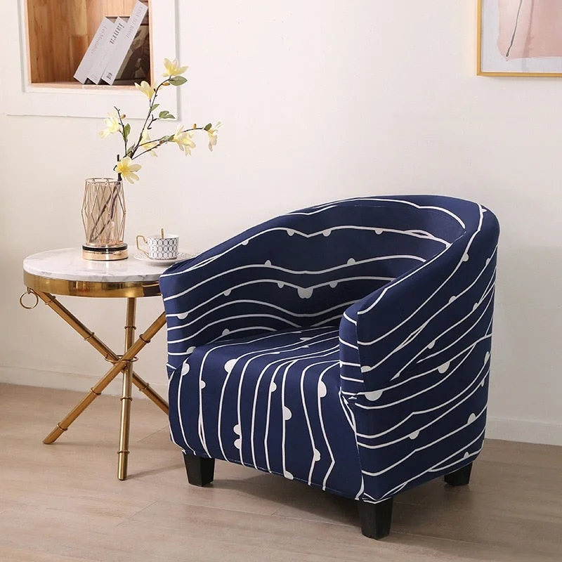 Club Chair Slipcover Stretch Armchair Covers Printed Tub Chair Cover Sofa Cover Spandex Couch Covers for Bar Counter Living Room