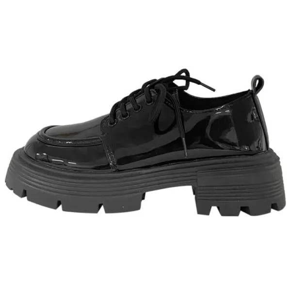 Lourdasprec British Style Shoes Woman 2023 Female Footwear Oxfords Clogs Platform Preppy New Dress Leather Creepers Summer Med Cotton Fabric