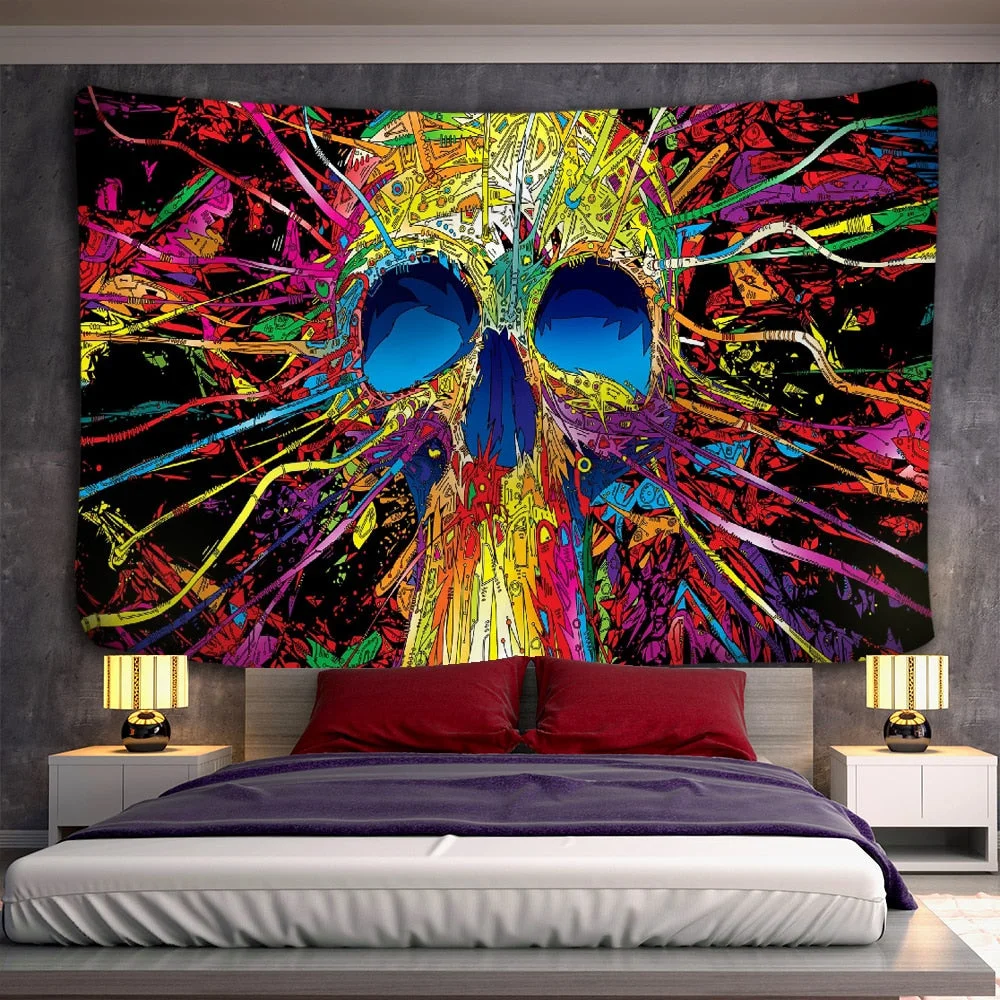 Colorful Skull Tapestry Indian Mandala Tapestry Wall Hanging Bohemian Gypsy Psychedelic Tapiz Witchcraft Tapestry