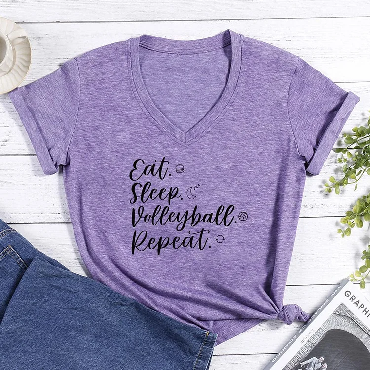 Eat Sleep Volleyball Repeat V-neck T Shirt